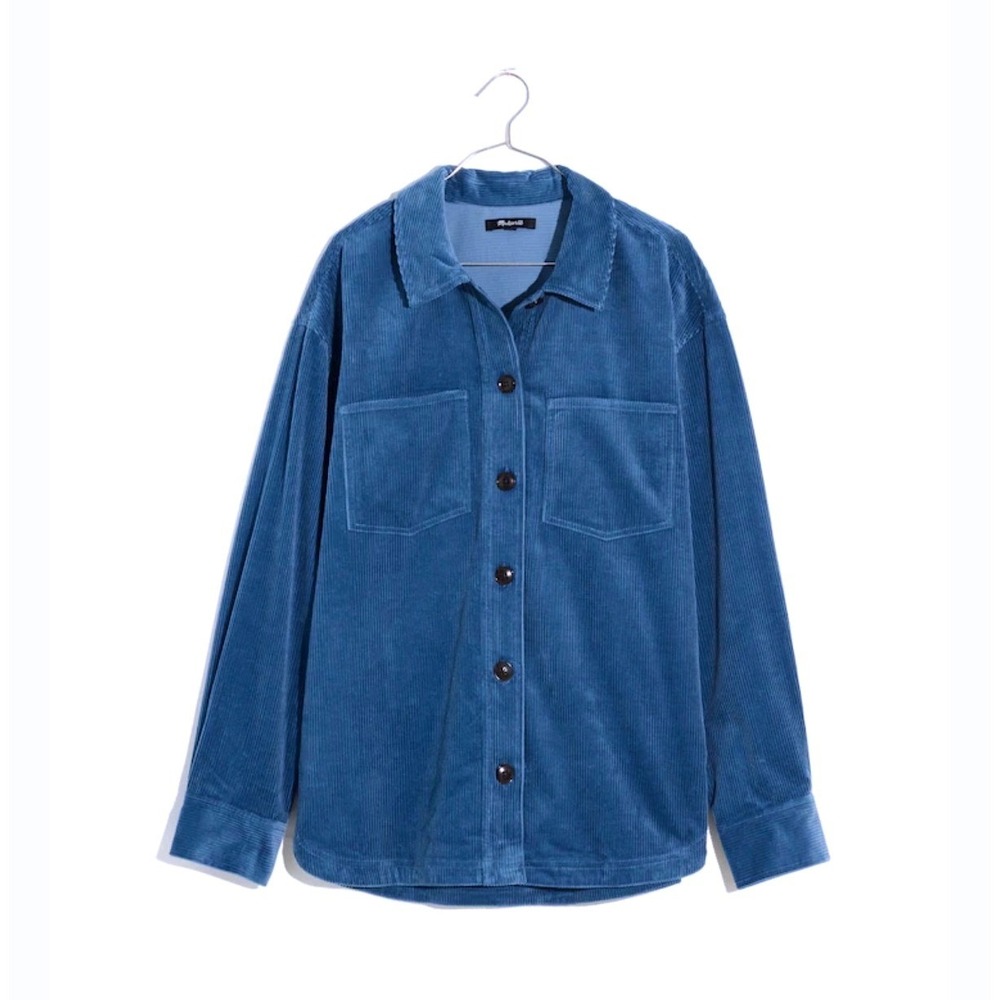 Madewell Corduroy oversized Shirt Jacket Womens Small Blue Button Front Shacket